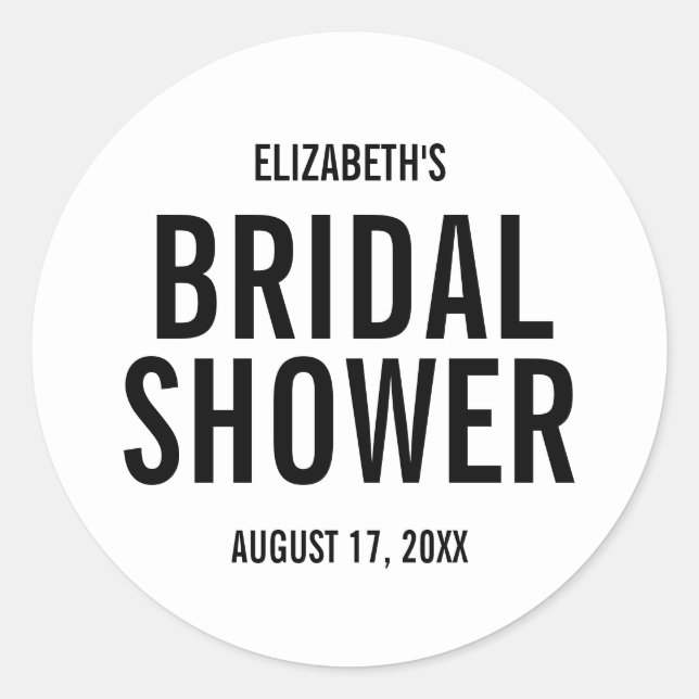 Simple Typography Bridal Shower Classic Round Stic Classic Round Sticker (Front)
