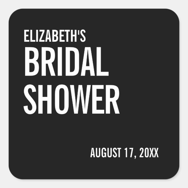 Simple Typography Bridal Shower Square Sticker (Front)