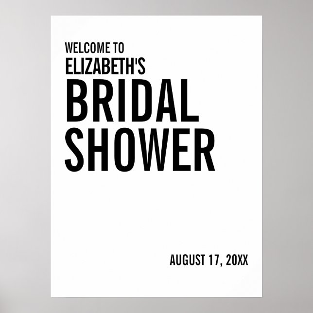 Simple Typography Bridal Shower Welcome Poster (Front)