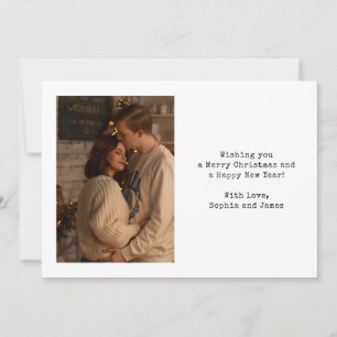 Simple Typography Couple Photo Black Christmas Holiday Card