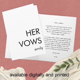 Simple Typography Custom Any Colour Her Vows Card