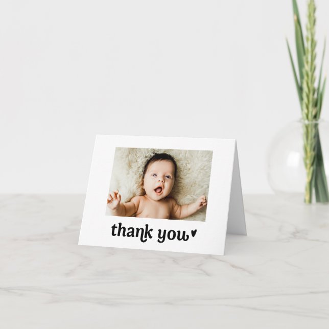 Simple typography Custom photo baby Thank You Card (Front)