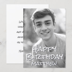 Simple Typography Custom Photo Birthday Greeting Card