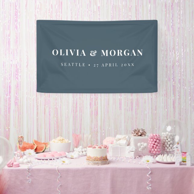 Simple Typography Deep Fog Minimalist Wedding Banner (Party)