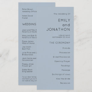 Simple Typography Dusty Blue Wedding Program