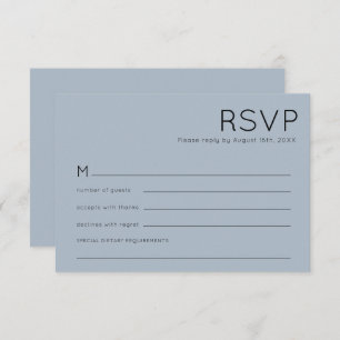 Simple Typography Dusty Blue Wedding RSVP Card