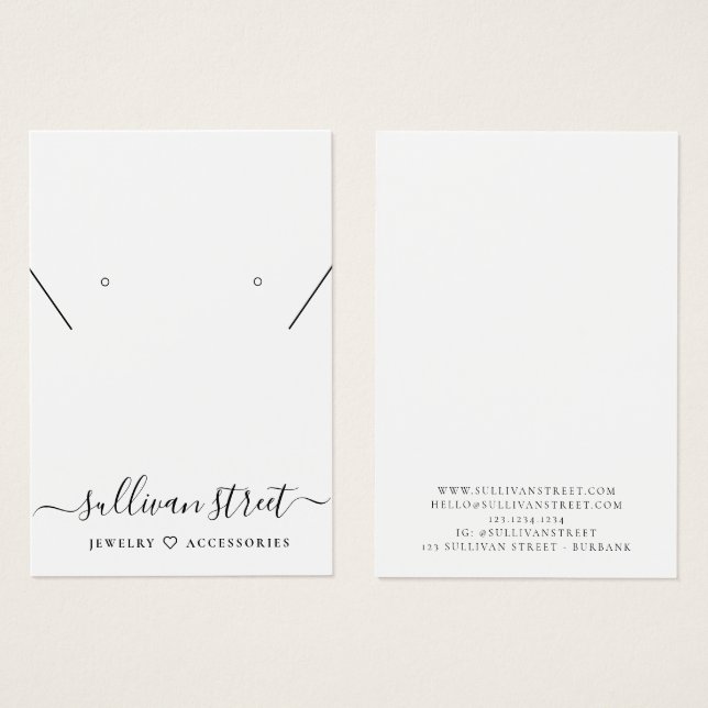 Simple Typography Earrings Necklace Display Card (Front & Back)