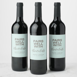 Simple Typography Easter Personalised Wine Label