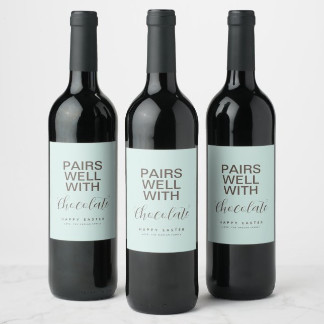 Simple Typography Easter Personalised Wine Label (Bottles)