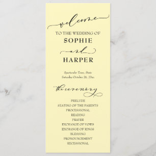 Simple Typography, Elegant Butter Yellow Programme