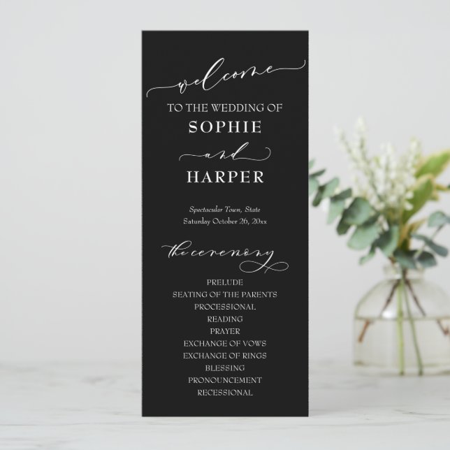 Simple Typography, Elegant Calligraphy Black Programme (Standing Front)