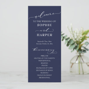 Simple Typography, Elegant Calligraphy Navy Blue Programme