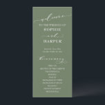 Simple Typography, Elegant Calligraphy Olive Programme<br><div class="desc">This suite's distinction is due to the modern calligraphy font used for accent phrases. In this piece, this elegant typeface was used to create graphics for a number of phrases: "welcome", "and", "the ceremony", "the wedding party" and "love & gratitude". Use the template fields to add your personal details. The...</div>