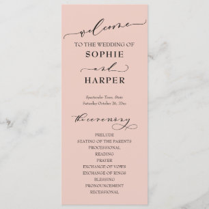 Simple Typography, Elegant Light Blush Pink Programme