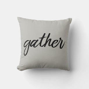 Simple Typography Gather Modern Farm Throw Pillow