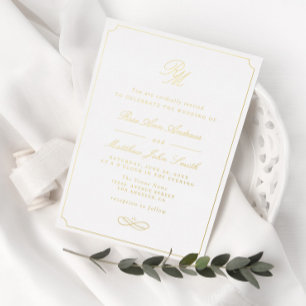 simple typography gold frame wedding