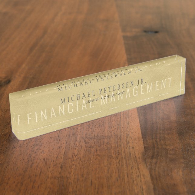 Simple typography gold metallic glitter business nameplate (Side)