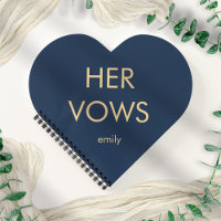 Simple Typography Gold Navy Her Vows Heart Shape