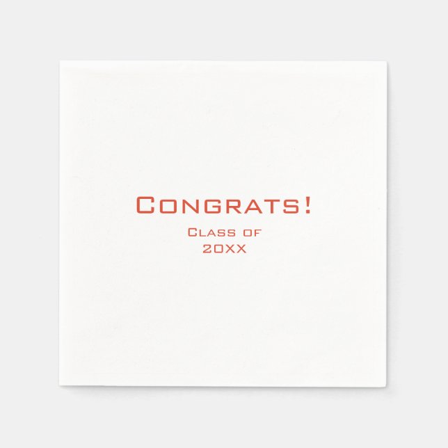 Simple Typography Graduation Party Red Napkin (Front)