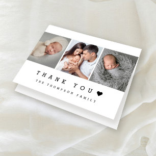 Simple typography Heart Baby Photo Shower Thank You Card