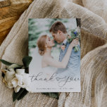 simple typography heart wedding photo thank you postcard<br><div class="desc">an elegant yet simple white text design with modern hand lettering and a lovely photo,  the image and text can be personalised.</div>