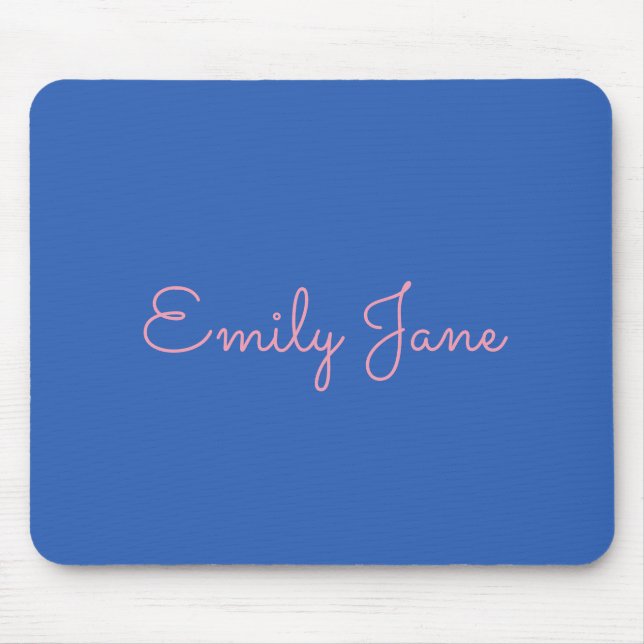Simple Typography in Pink and Blue Personalised Mouse Mat (Front)