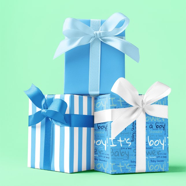 Simple Typography It's a Boy Baby Shower  Wrapping Paper Sheet (Creator Uploaded)