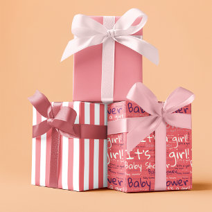 Simple Typography It's a Girl Baby Shower Wrapping Paper Sheet