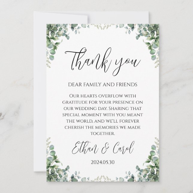simple typography marriage thank you cards (Front)