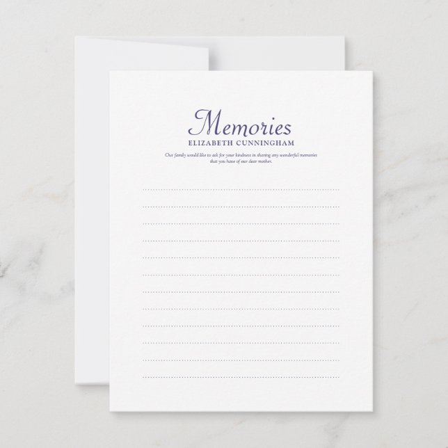 Simple Typography Memories Photo Memorial Reply Card (Front)