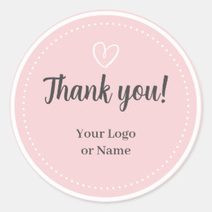 Simple typography minimalist Blush Pink Thank You Classic Round Sticker