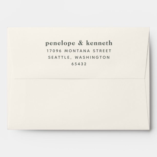 Simple Typography Modern Dark Sage Green Wedding Envelope (Back (Top Flap))