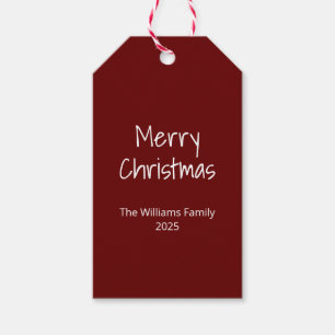 Simple Typography Modern Family Red Christmas  Gift Tags