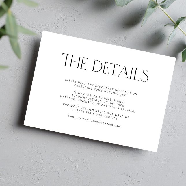 Simple typography modern guests wedding details enclosure card (Creator Uploaded)