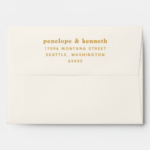 Simple Typography Modern Mustard Yellow Wedding  Envelope