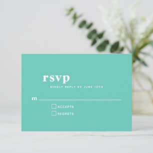 Simple Typography Modern Seafoam Mint Wedding RSVP Card
