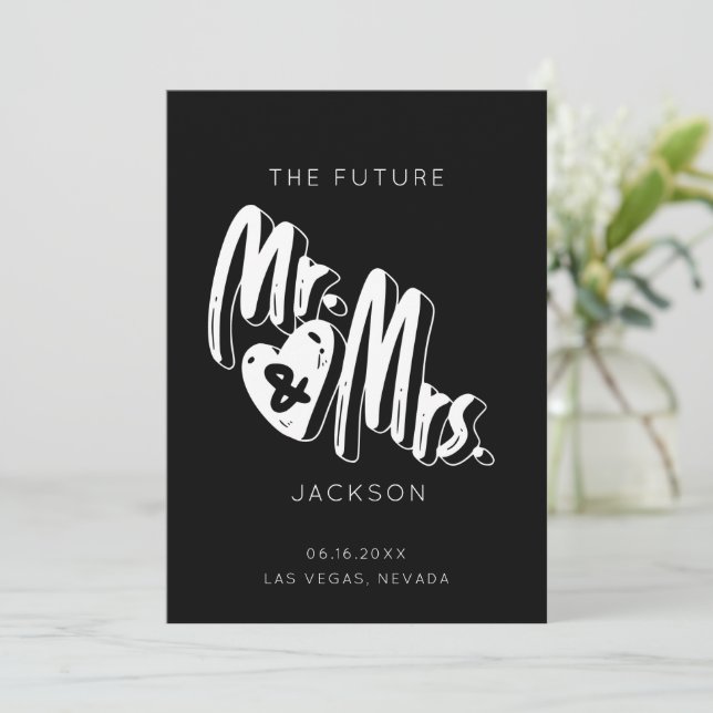 Simple Typography Mr Mrs Photo Wedding  Save The Date (Standing Front)