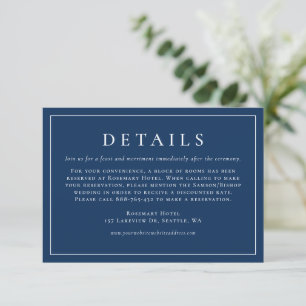 Simple Typography Navy Blue Formal Wedding Details Enclosure Card