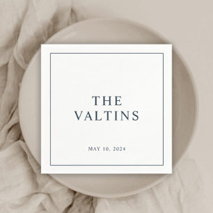 Simple Typography Navy Blue Wedding Napkins