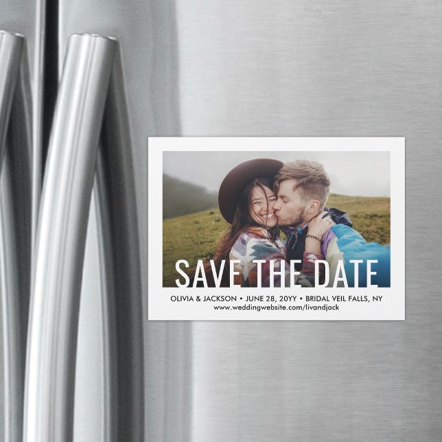 Simple Typography One Photo Wedding Save the Date Magnetic Invitation (Creator Uploaded)