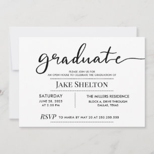 Simple Typography Open House Graduation Invitation