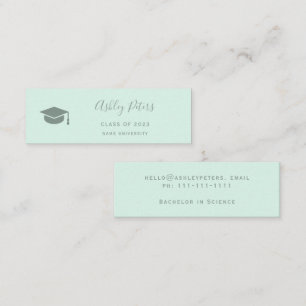 Simple typography pastel mint green graduation mini business card