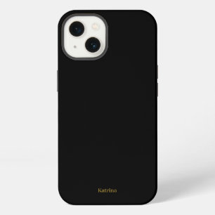 Simple Typography Personalised Name Black Gold iPhone 13 Case