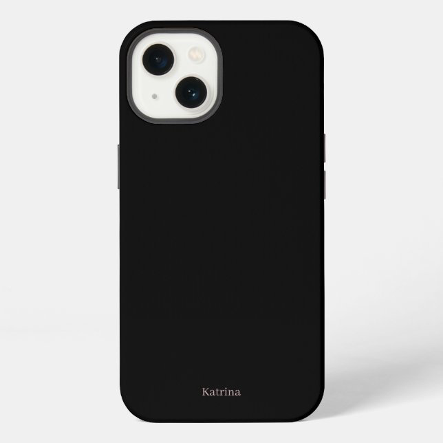 Simple Typography Personalised Name Black Pink iPhone Case (Back)