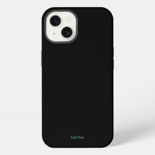 Simple Typography Personalised Name Black Teal iPhone 13 Case