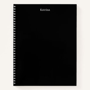 Simple Typography Personalised Name Black White Notebook