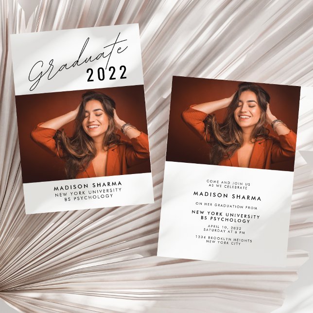 Simple Typography Photo Calligraphy Graduation Invitation (Creator Uploaded)