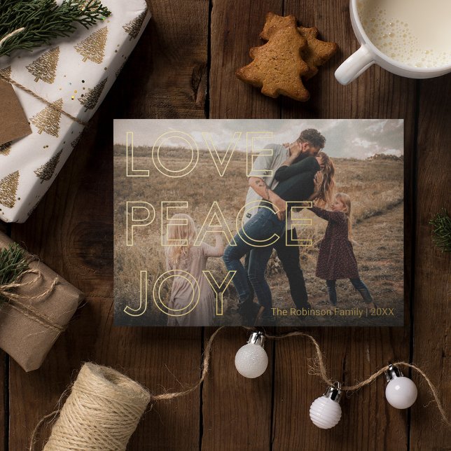 Simple Typography Photo Christmas Foil Holiday Card (Creator Uploaded)