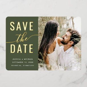 Simple Typography Photo Olive Green Wedding