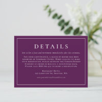 Simple Typography Purple Formal Wedding Details